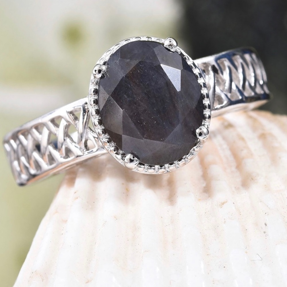 Natural Silver Sapphire Solitaire Ring